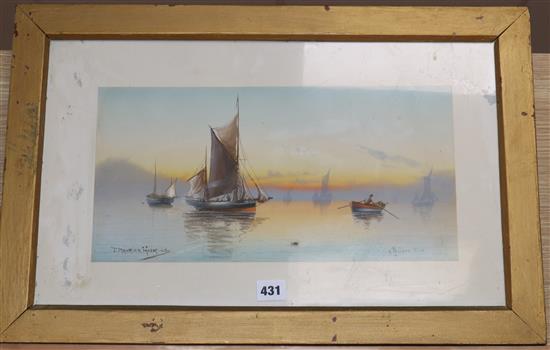 J. Maurice Hosking, watercolour, A Golden Eve, signed, 20 x 40cm